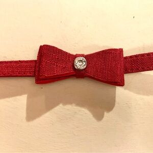 Red Bow Tie Dog Collar with Gem Accent